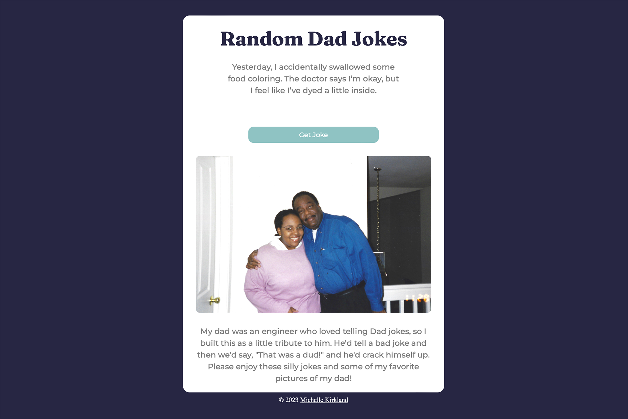 Dad Jokes And Pictures App Homepage